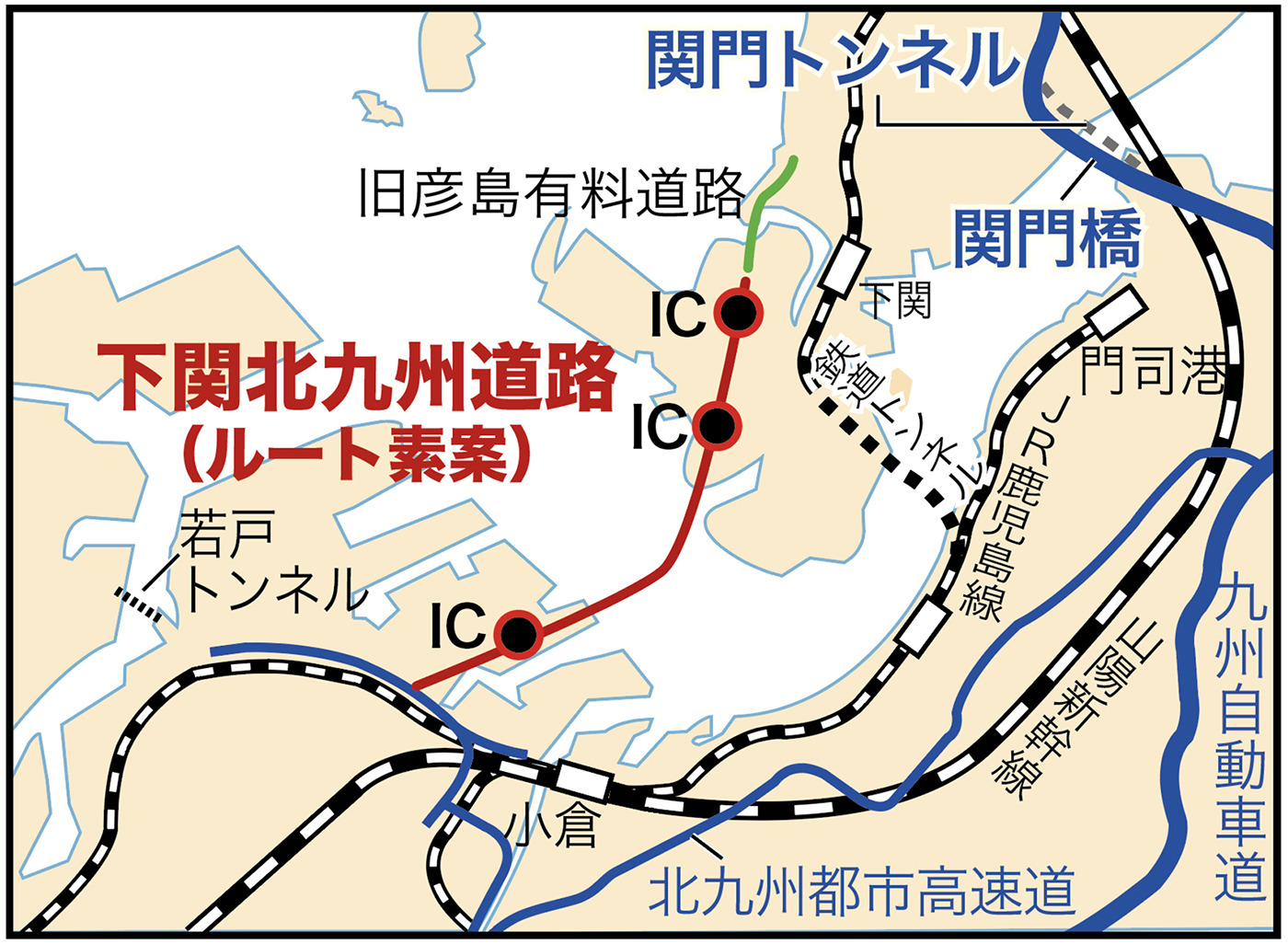 下関北九州道路のルート案